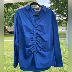 New York & Company Royal Blue Button Down Shirt Size Medium